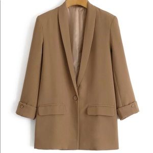 ✨NWT✨ Solid Shawl Collar Blazer in Camel Brown
